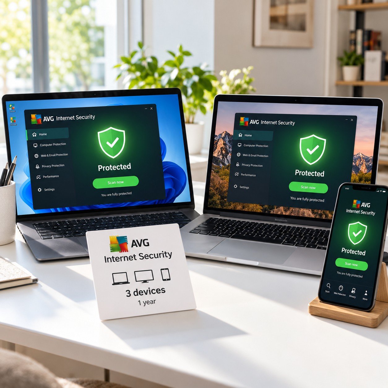 AVG Internet Security 3 Devices 1 Year - Three Devices Desk