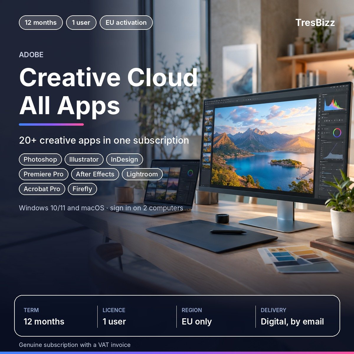 Adobe Creative Cloud All Apps 12 months EU, creative studio