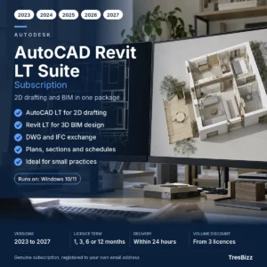 Autodesk AutoCAD Revit LT Suite subscription at TresBizz, versions 2023 to 2027