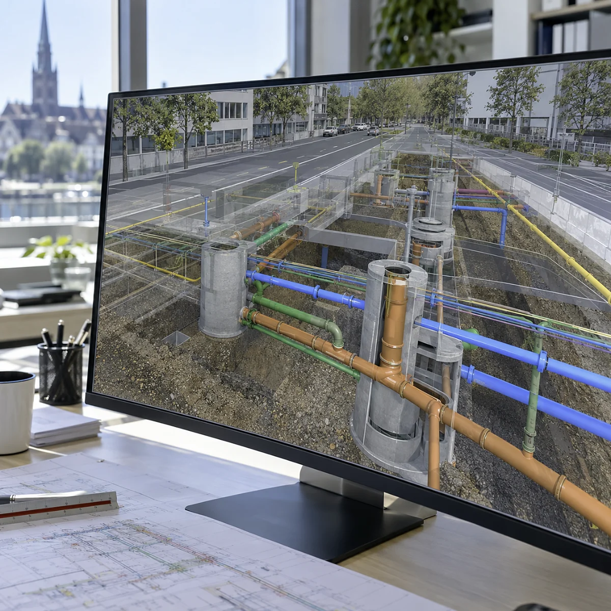 Autodesk Civil 3D in use on a design workstation