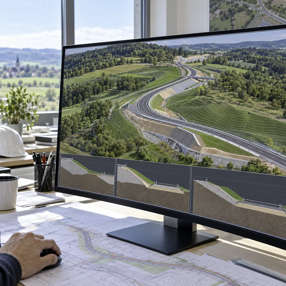 Autodesk Civil 3D in use on a design workstation