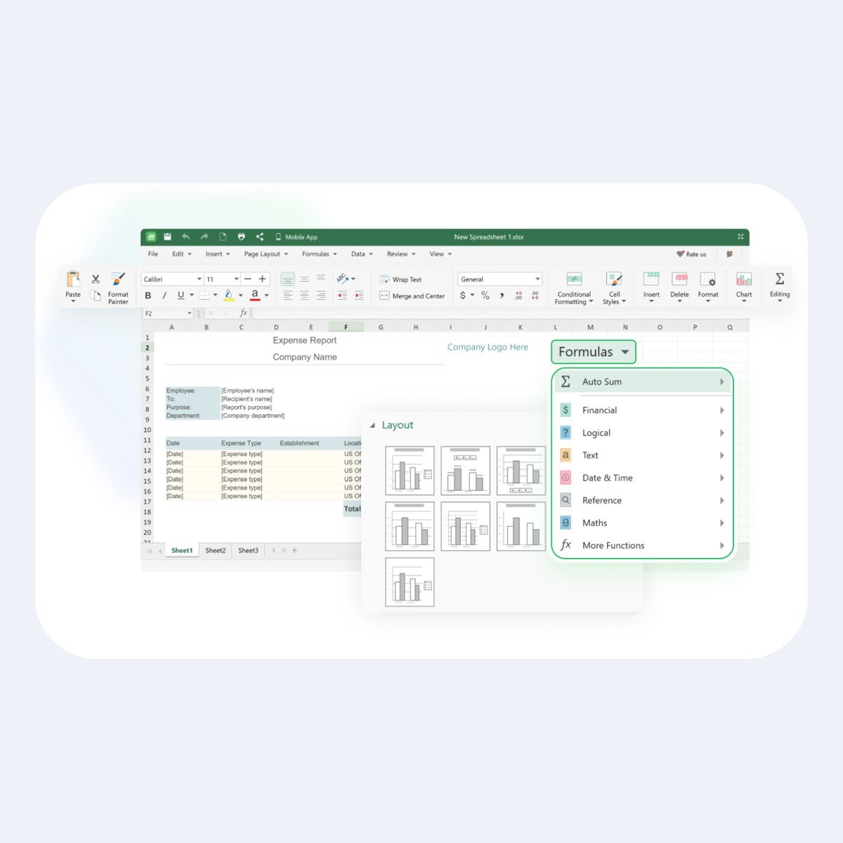 MobiSheets formulas and charts