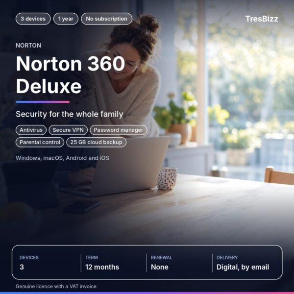 Norton 360 Deluxe 3 Devices 1 Year (No Subscription)