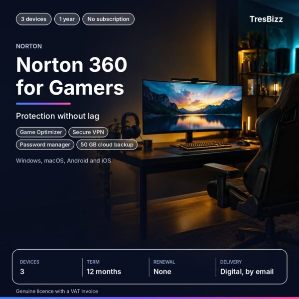 Norton 360 for Gamers 3 Devices 1 Year (No Subscription)