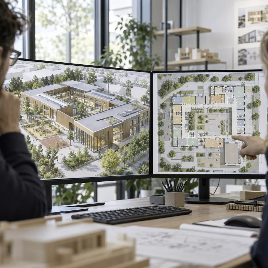 Autodesk Revit BIM model on a design workstation