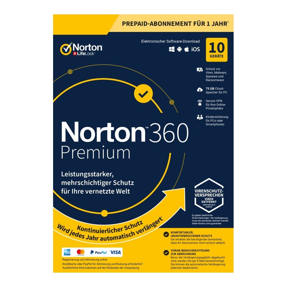Norton 360 Premium 10 Devices 1 Year (No Subscription)
